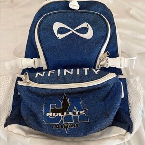 NFINITY Blue and White Glitter Cheer Backpack